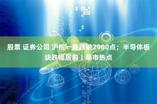 股票 证券公司 沪指一度跌破2900点；半导体板块跌幅居前丨早市热点